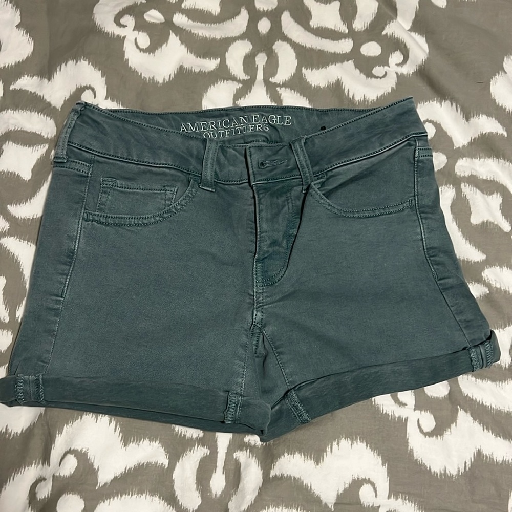 Denim midi shorts